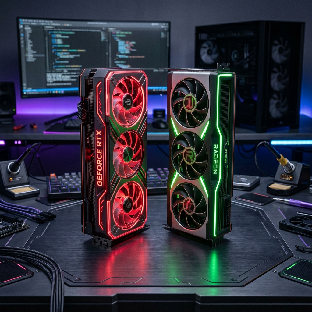 Radeon RX 9070 XT と GeForce RTX 5080 の比較イメージ